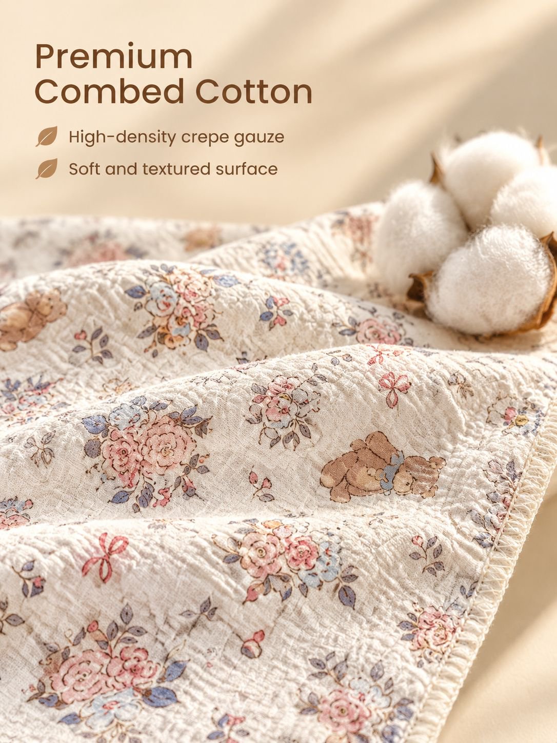 Floral baby handkerchief with a fresh Nordic-inspired design