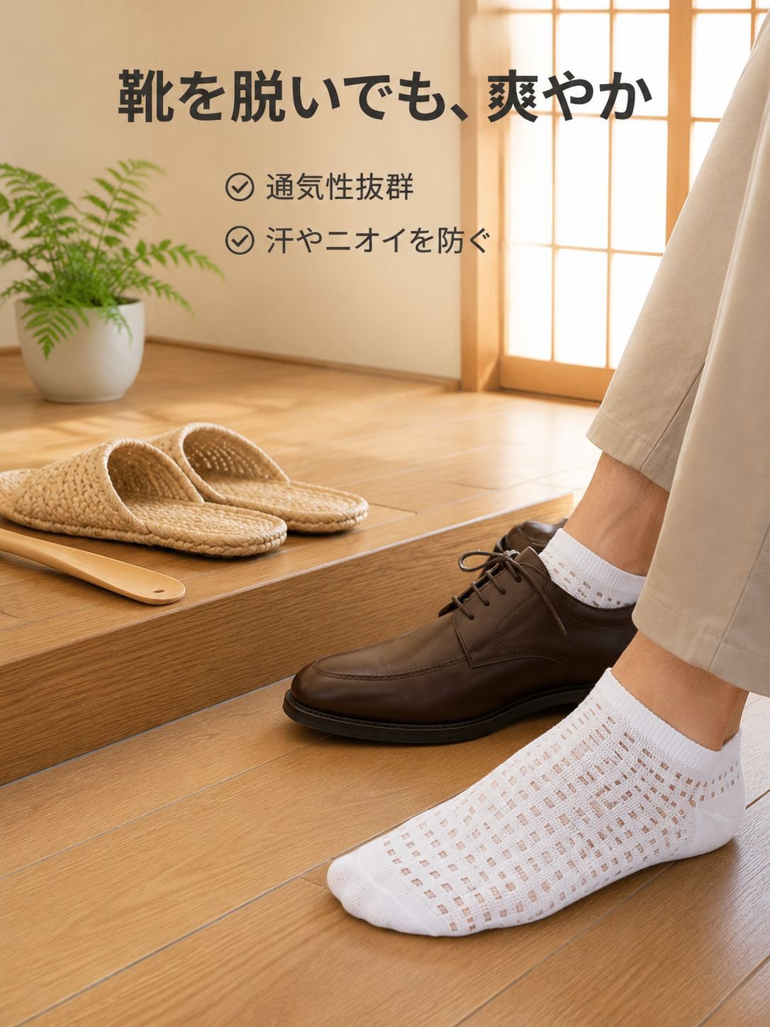 メンズ通気性メッシュソックス