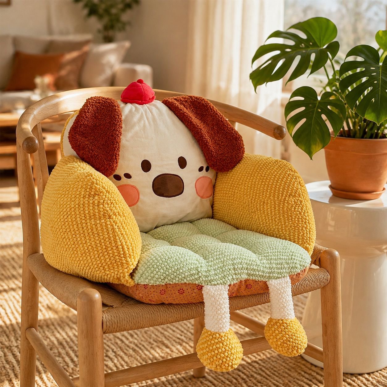 Cute Puff Puppy Puppy Seat Cushion