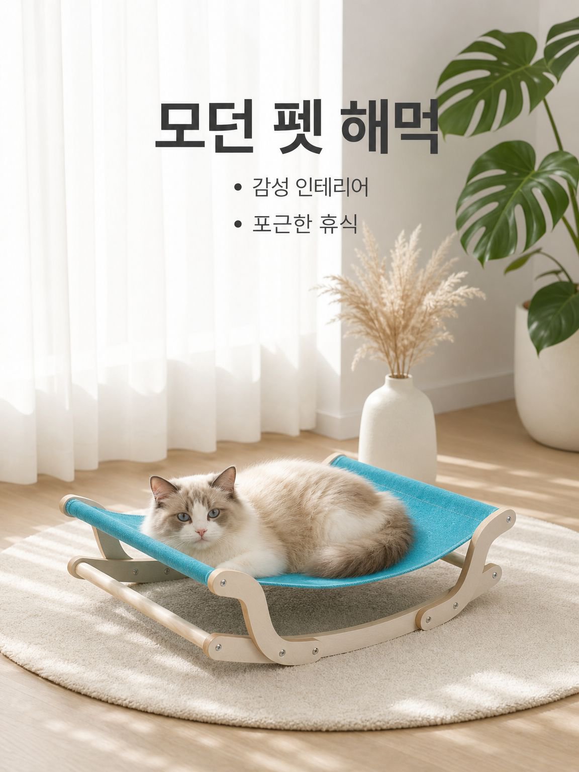 고양이와 강아지 전용 원목 흔들의자