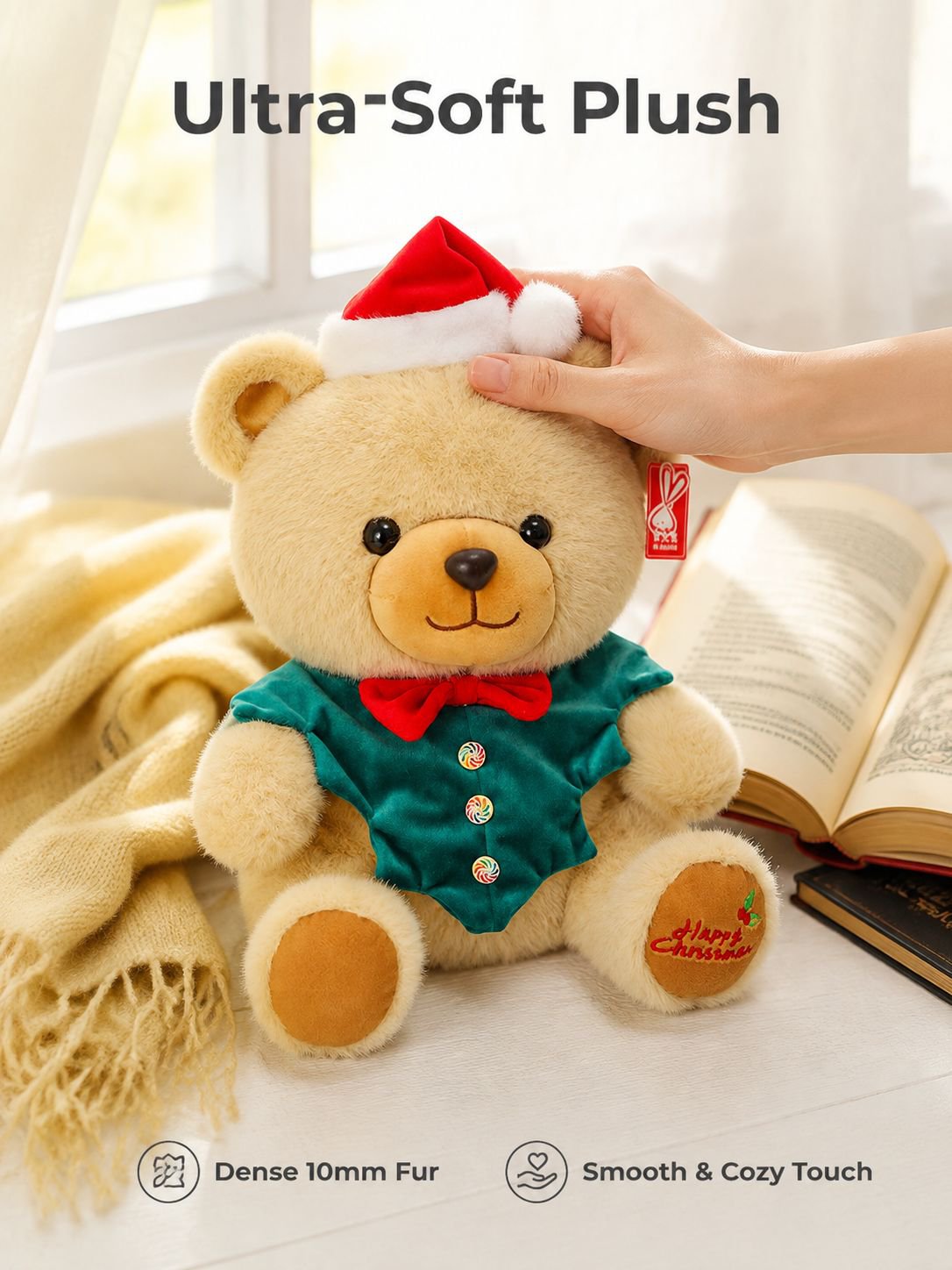 Cute Cartoon Christmas Bear Plush Toy, Soft and Adorable