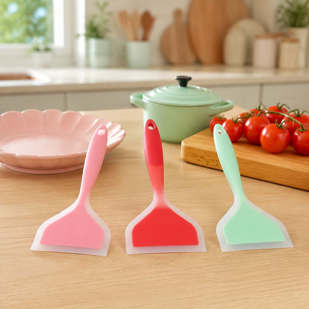 多用途に使える2色セットのシリコンヘラ