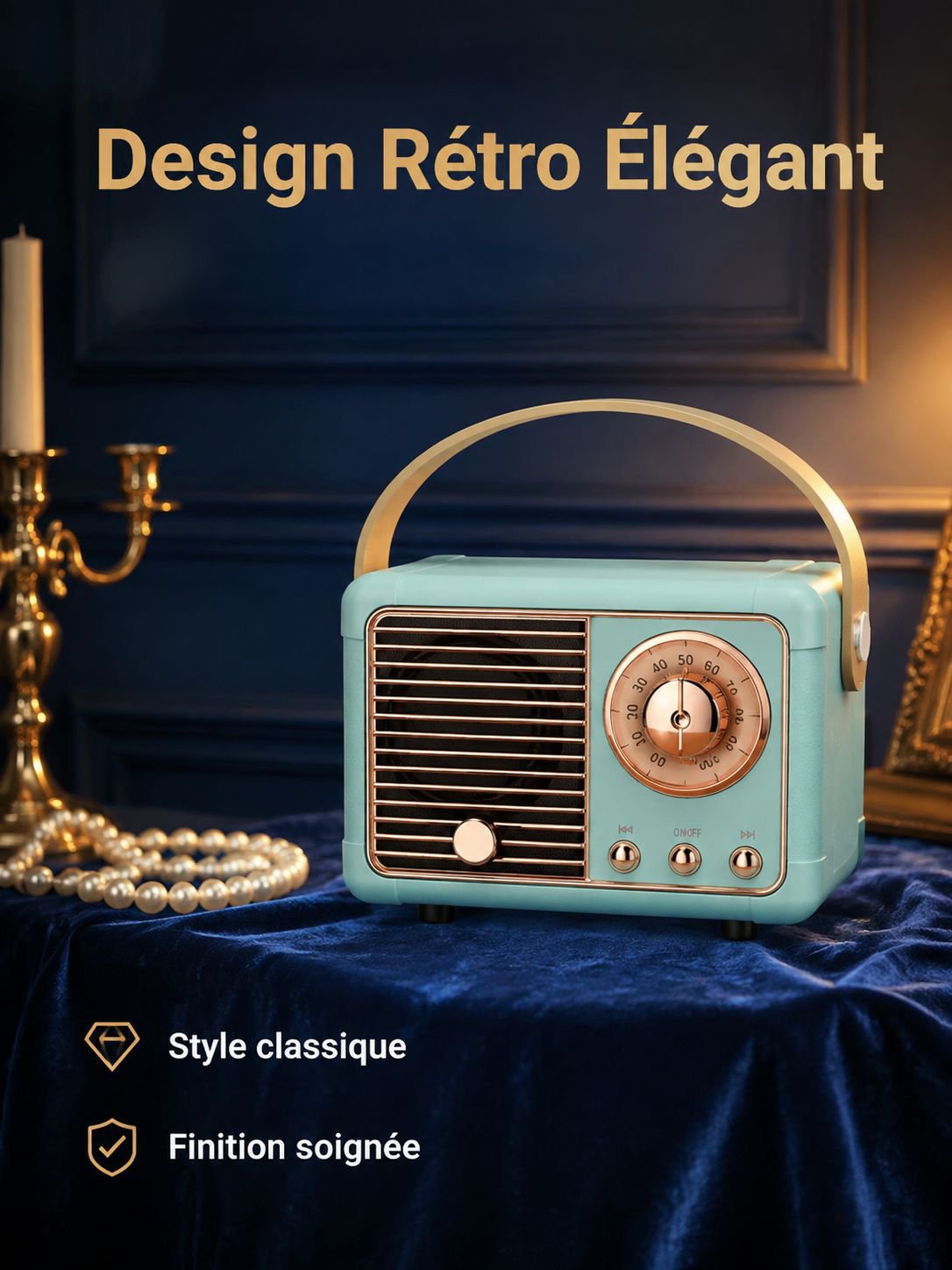 Enceinte Bluetooth portable au design rétro radio créatif