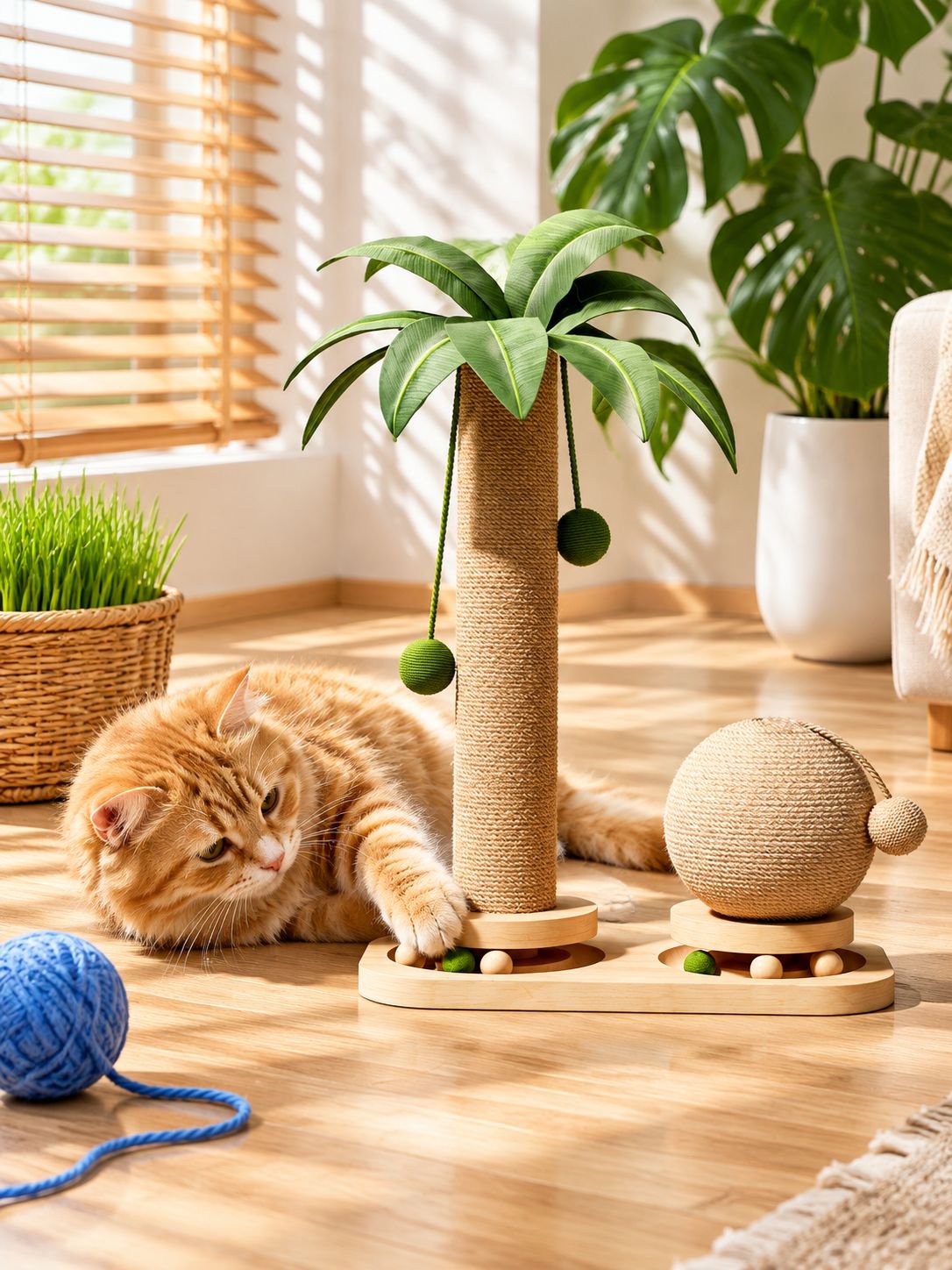 Centro de entretenimiento para gatos con área de descanso