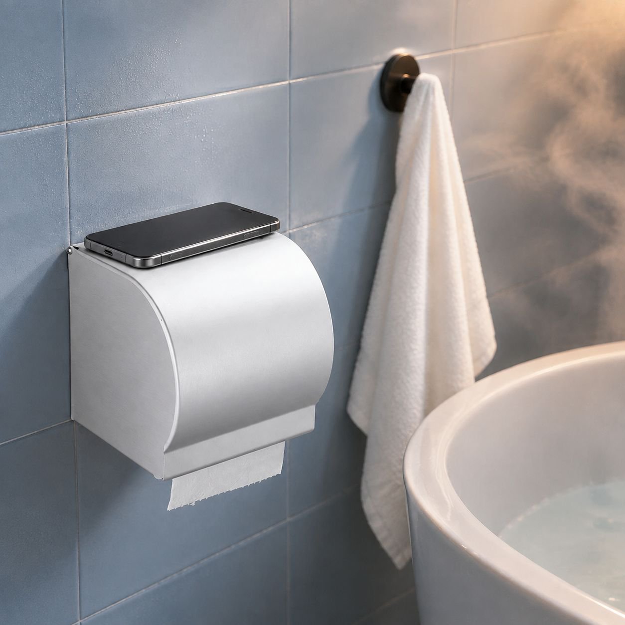 バスルーム用穴あけ不要防水マットトイレットペーパーホルダー