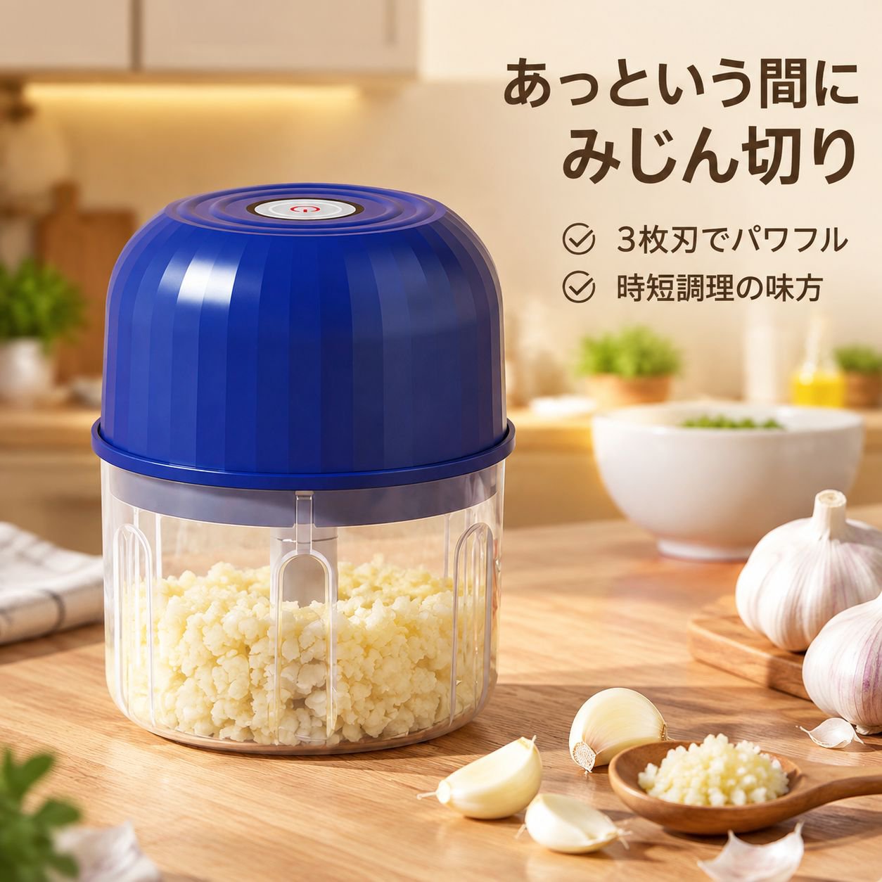 電動ミキサー式にんにくクラッシャー