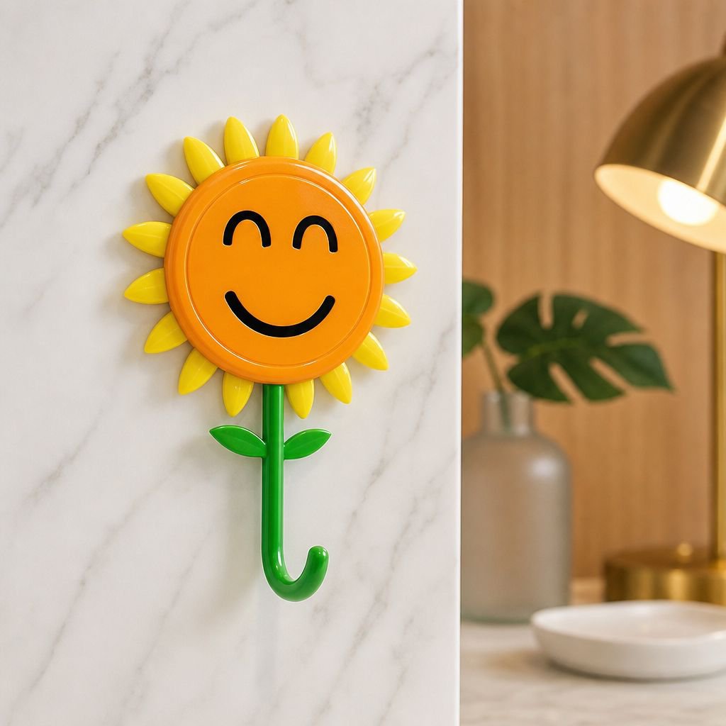 Easy to install Sunflower hook with adhesive backing