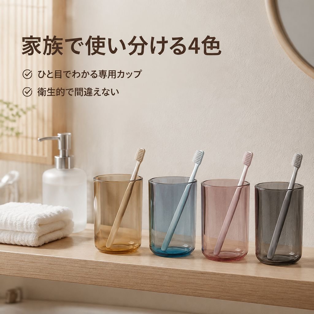 高級感のある透明家族用歯磨きコップセット