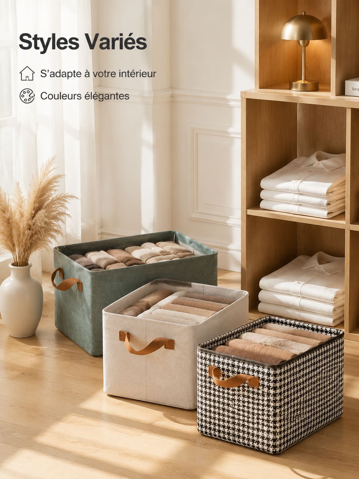 Boîte de rangement à tiroirs avec poignées