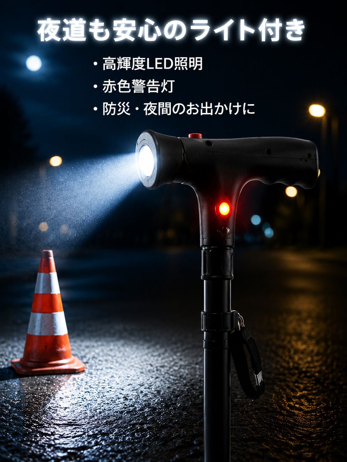 アルミ合金製多機能登山・スキー用警報杖