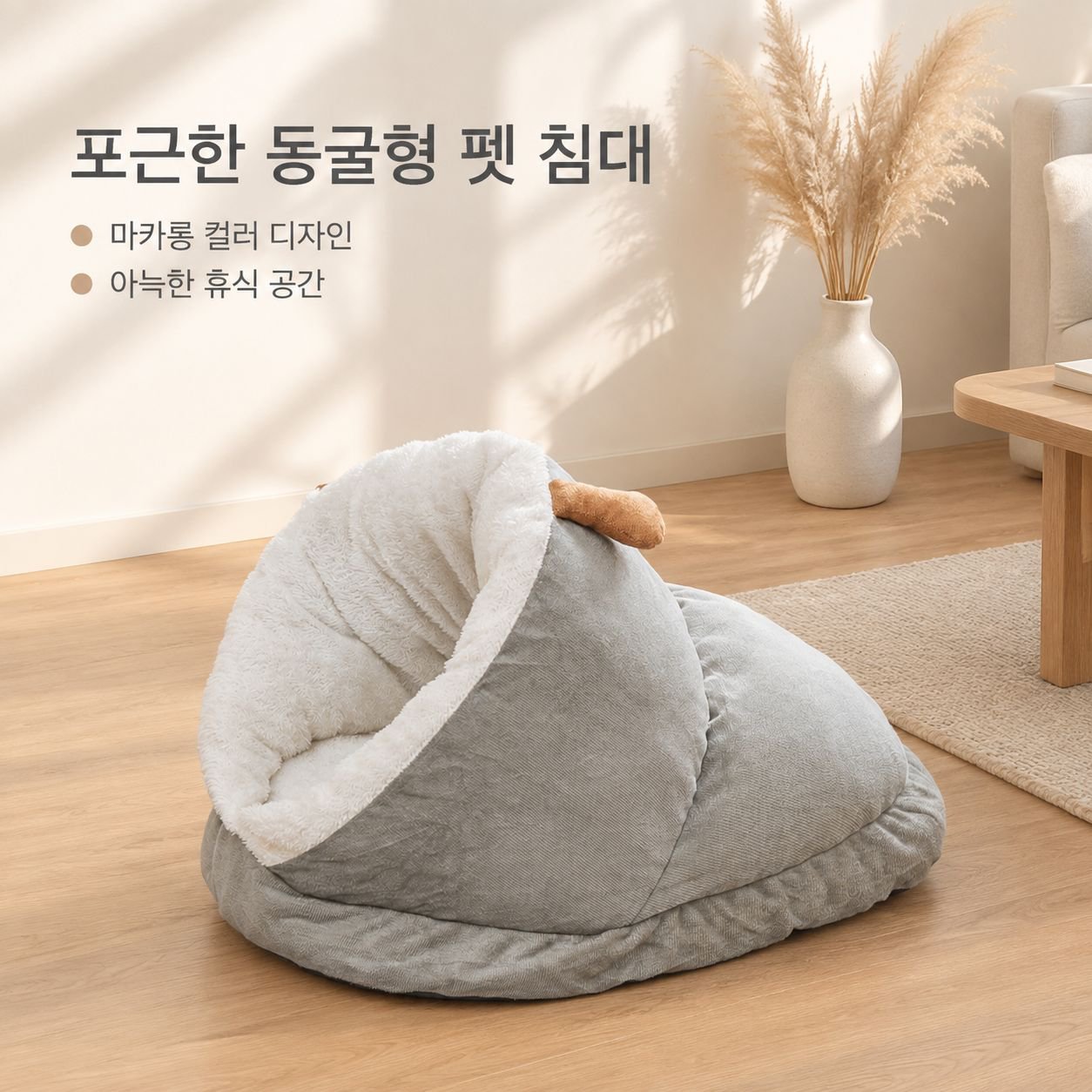 플리스 안감의 도톰한 반밀폐형 반려동물 침대