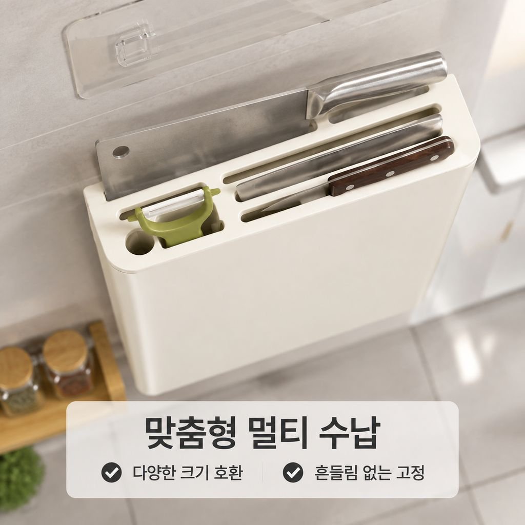 벽걸이 다기능 칼꽂이 수저통 일체형 정리대