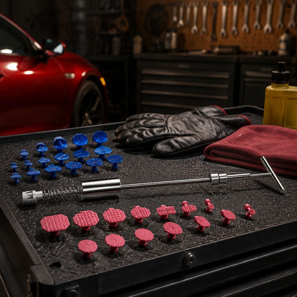 Automotive dent repair tools, sheet metal repair kits, automotive repair pullers, and automotive scr