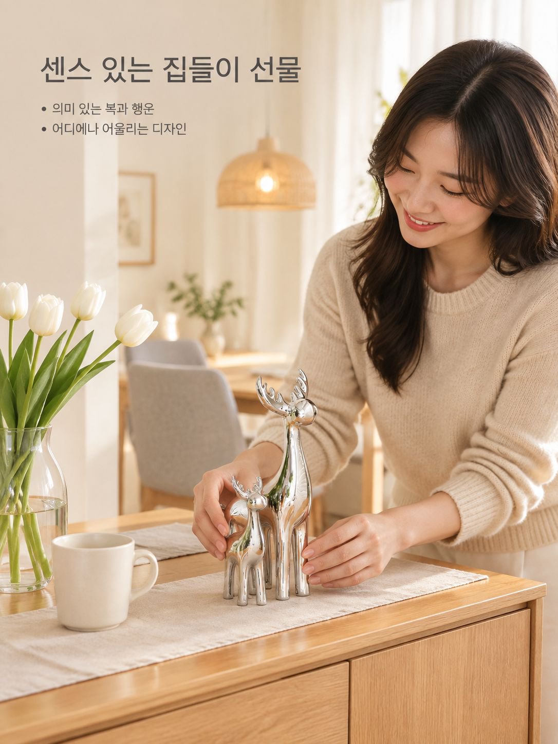 고급 도자기 사슴 장식 소품