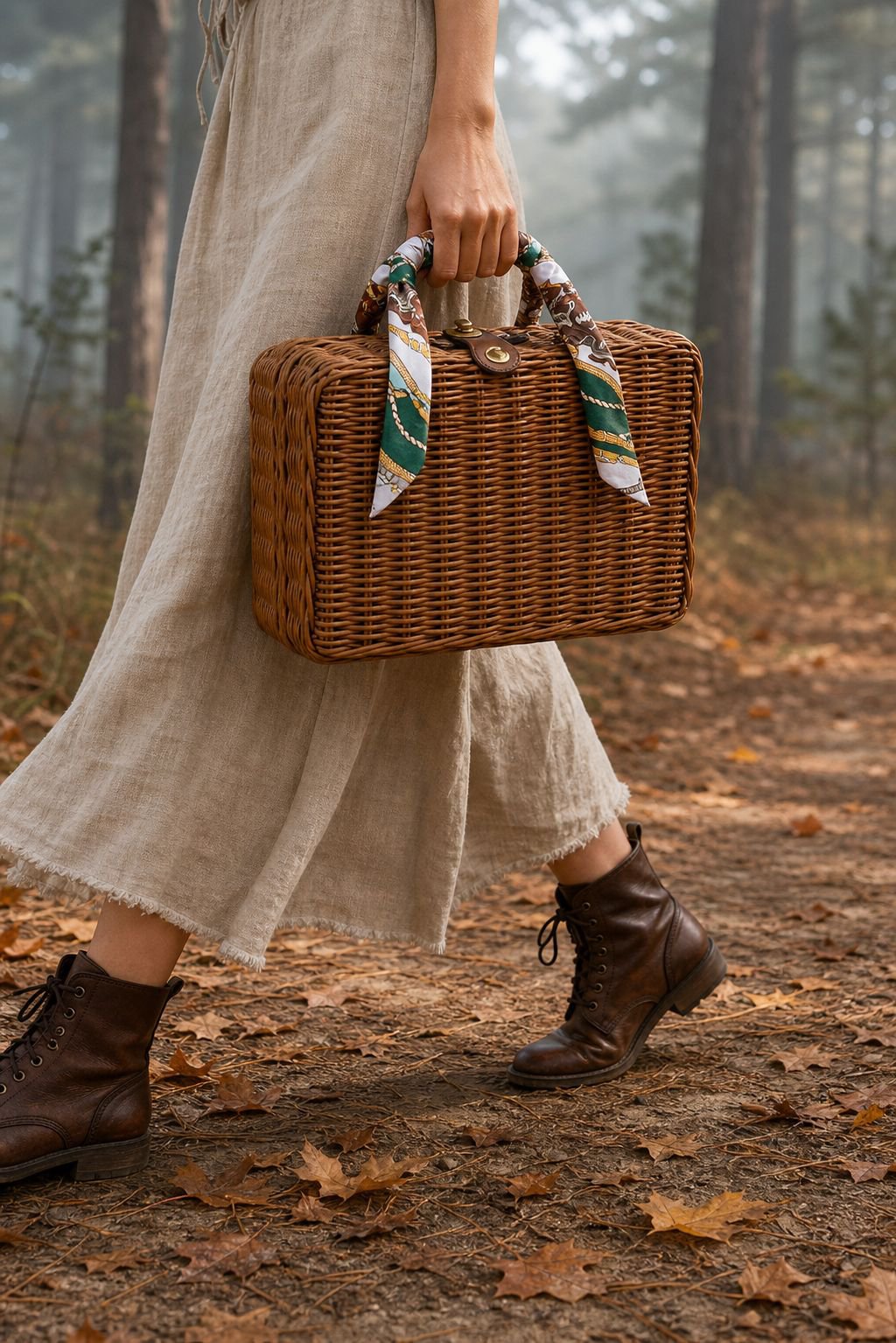 Artisan crafted rattan suitcase basket