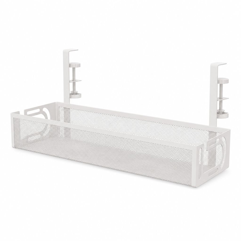 No-Drill Under Desk Power Strip Organizer, Cable Management Tray