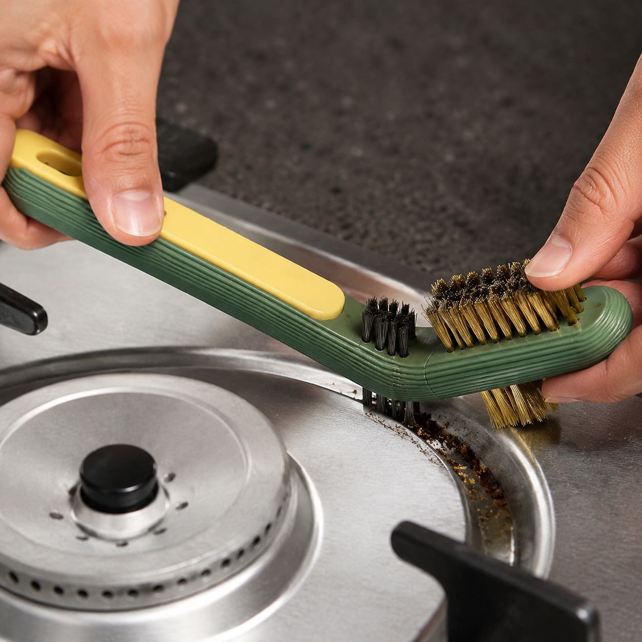 Multifunctional Kitchen Stove Cleaning Brush with Scraper