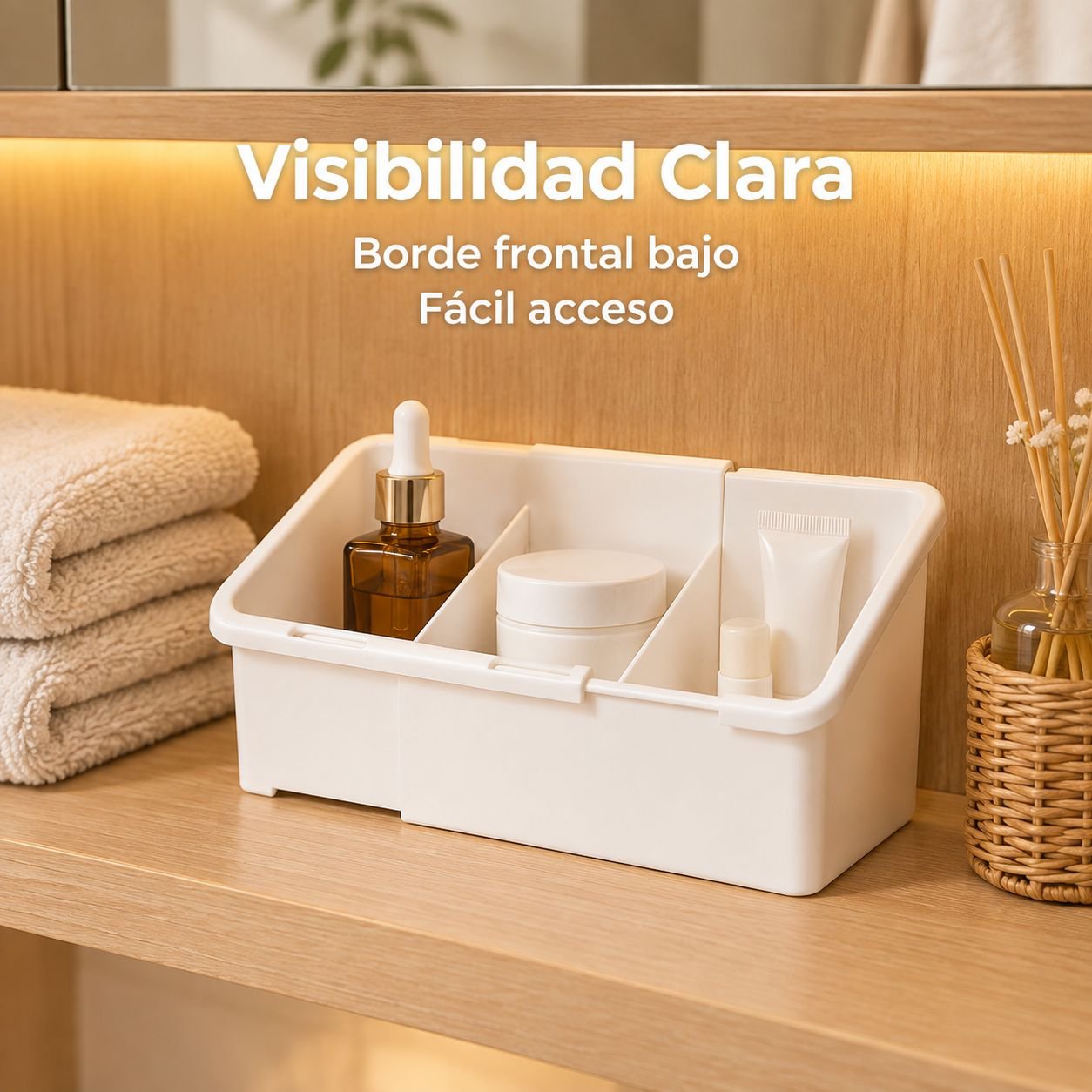 Caja organizadora de escritorio multifuncional extensible con compartimentos