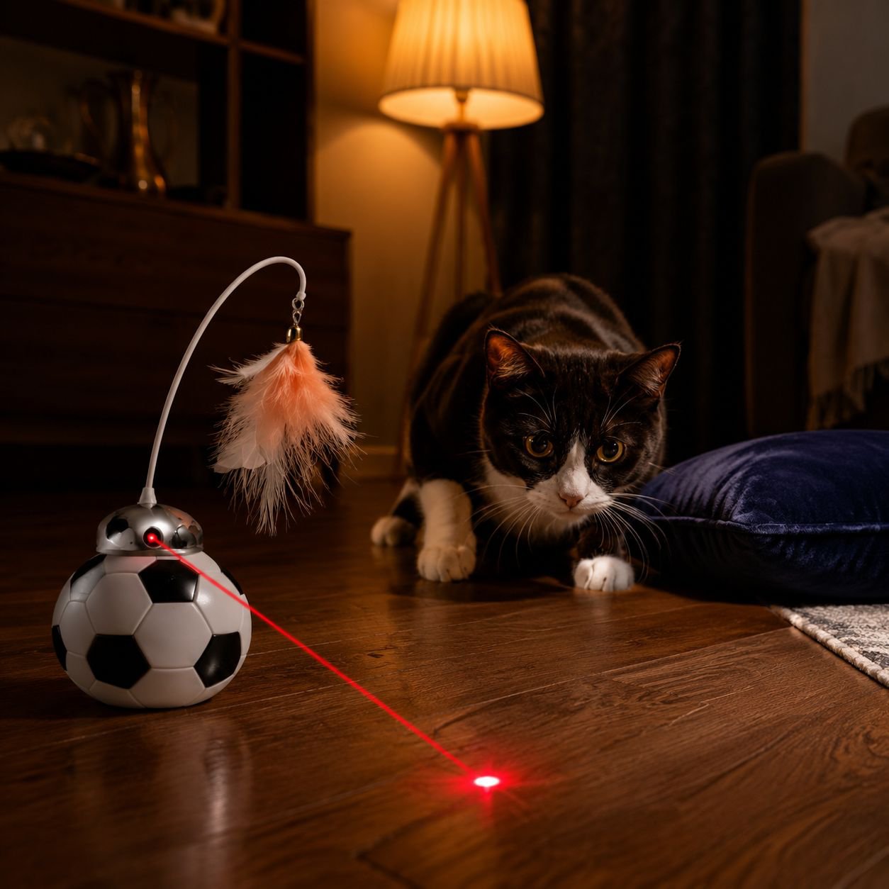 Cat teaser wand, cat toy, fun toy, treat dispenser, new soccer ball roly-poly toy