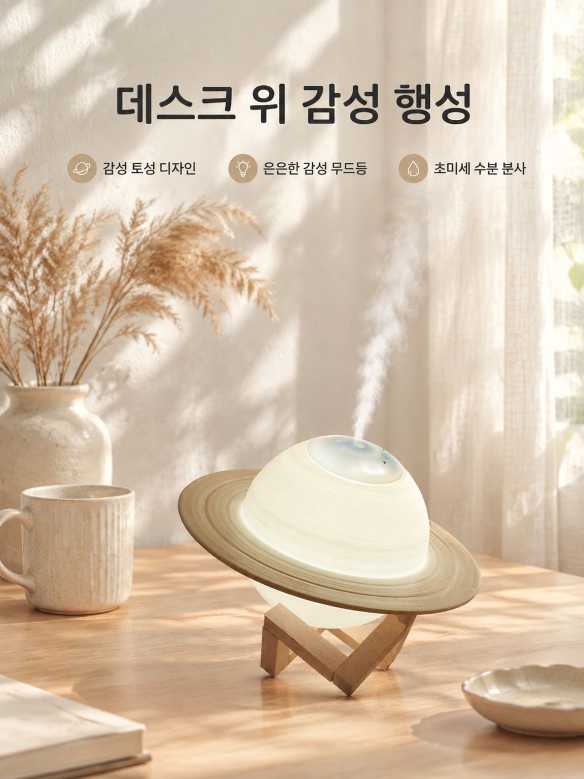 가정용 토성 모양 가습기 – 저소음 작동