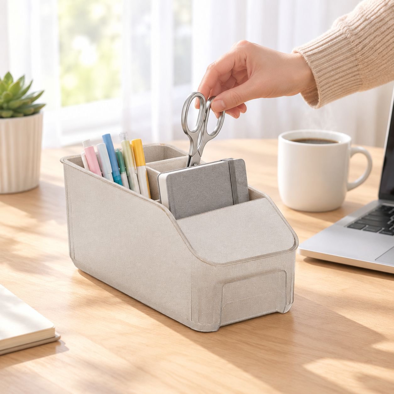 Desk tidy box for pens, clips, and supplies