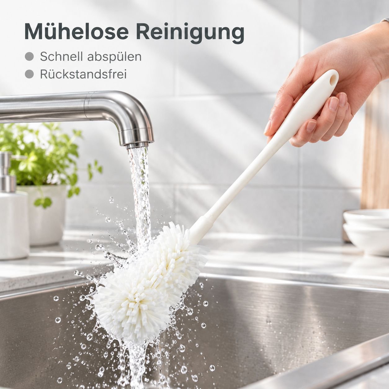 Bürste mit langem Stiel, speziell für Hochleistungsmixer-Behälter