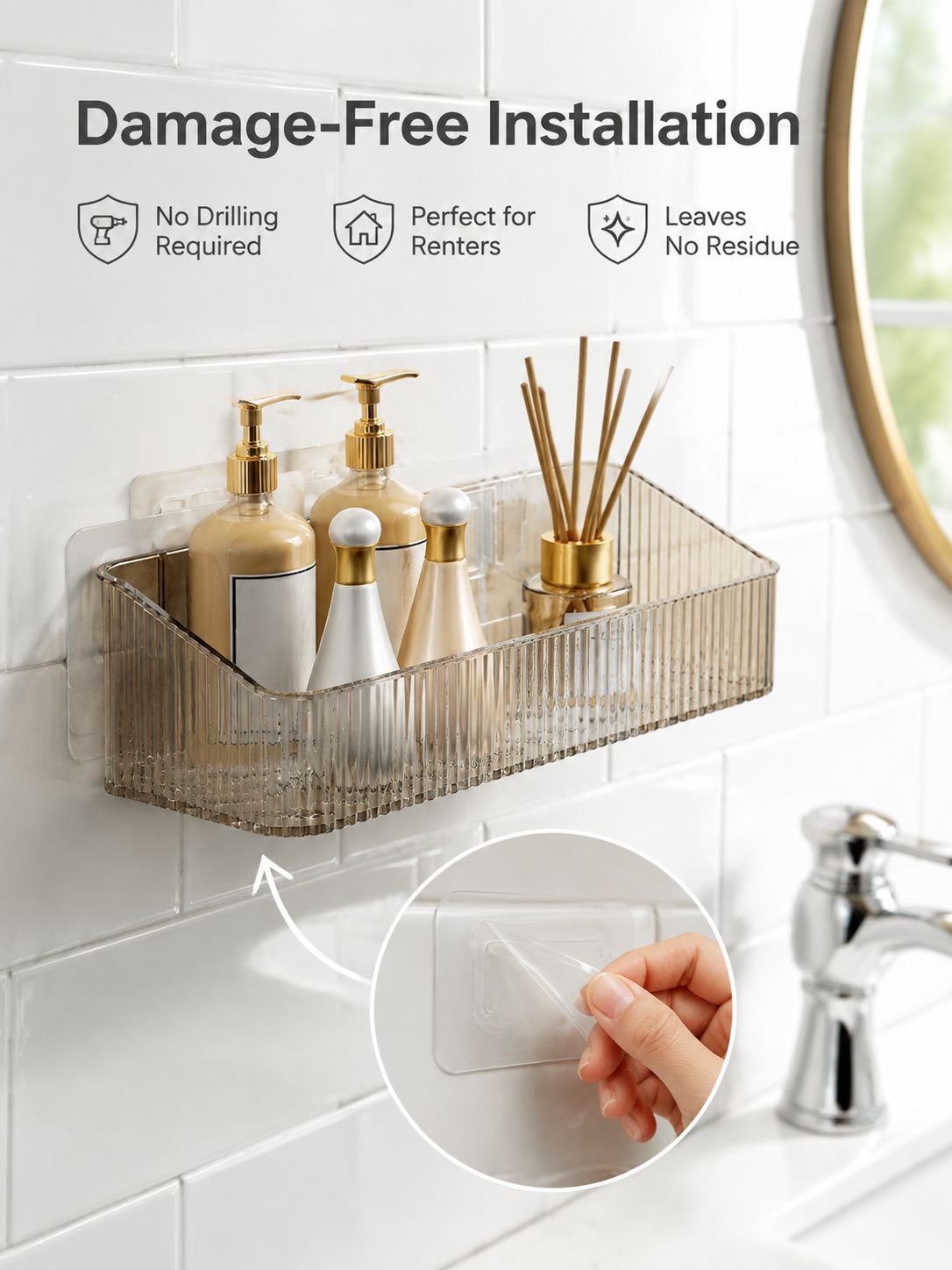Transparent Drainage Multi-Functional Bathroom Storage Shelf