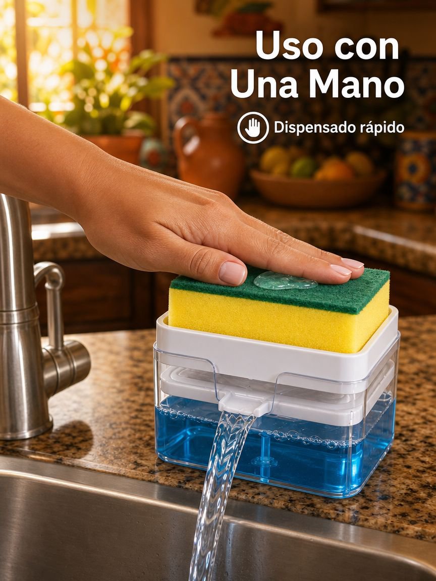 Dispensador automático de jabón multifuncional, fácil de presionar, ideal para limpieza de cocina