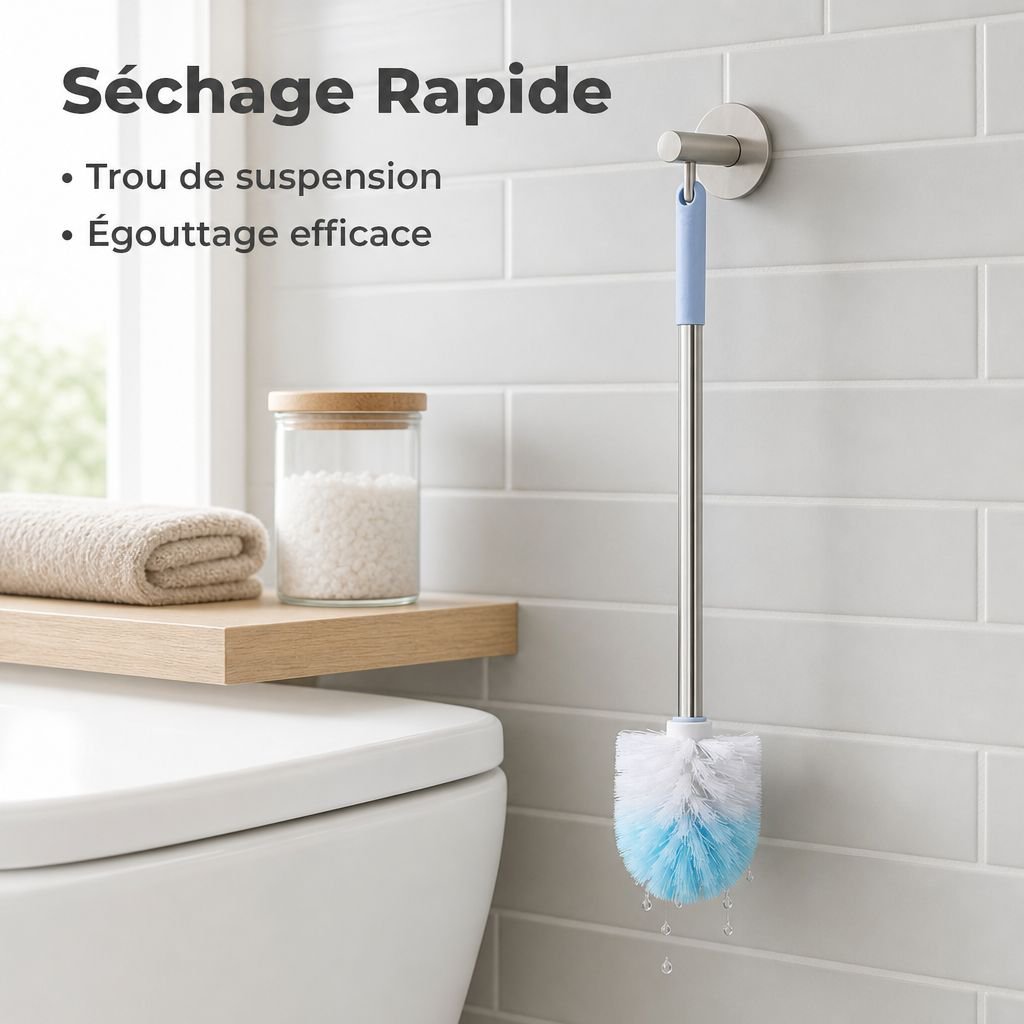 Brosse WC longue en acier inoxydable