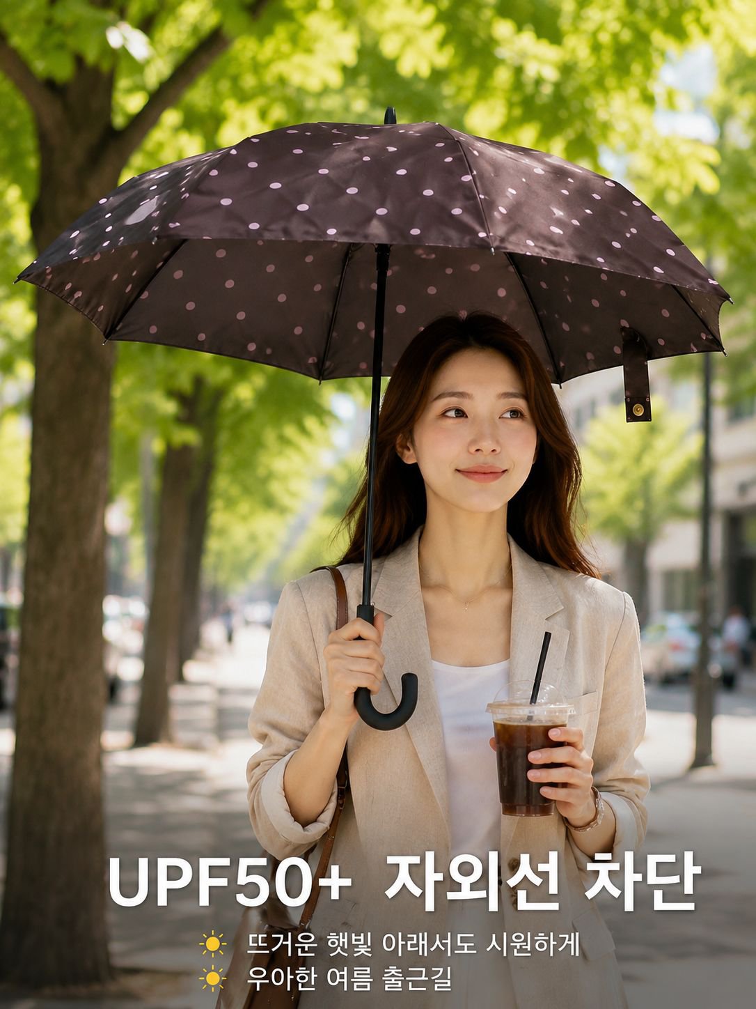 작은 물방울 무늬 접이식 우산