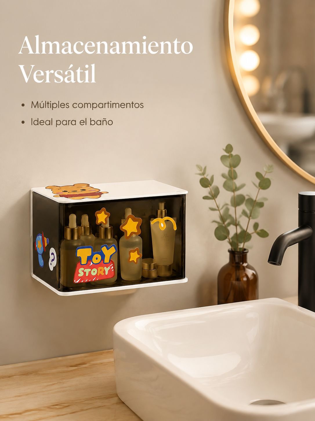 Caja de almacenamiento giratoria de pared multifuncional