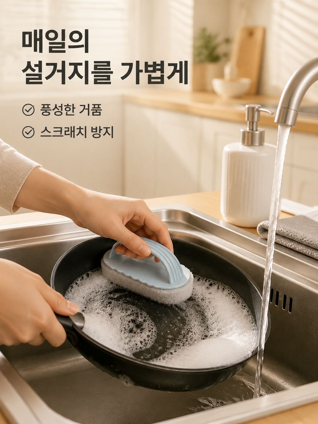 손잡이 달린 스펀지 브러시