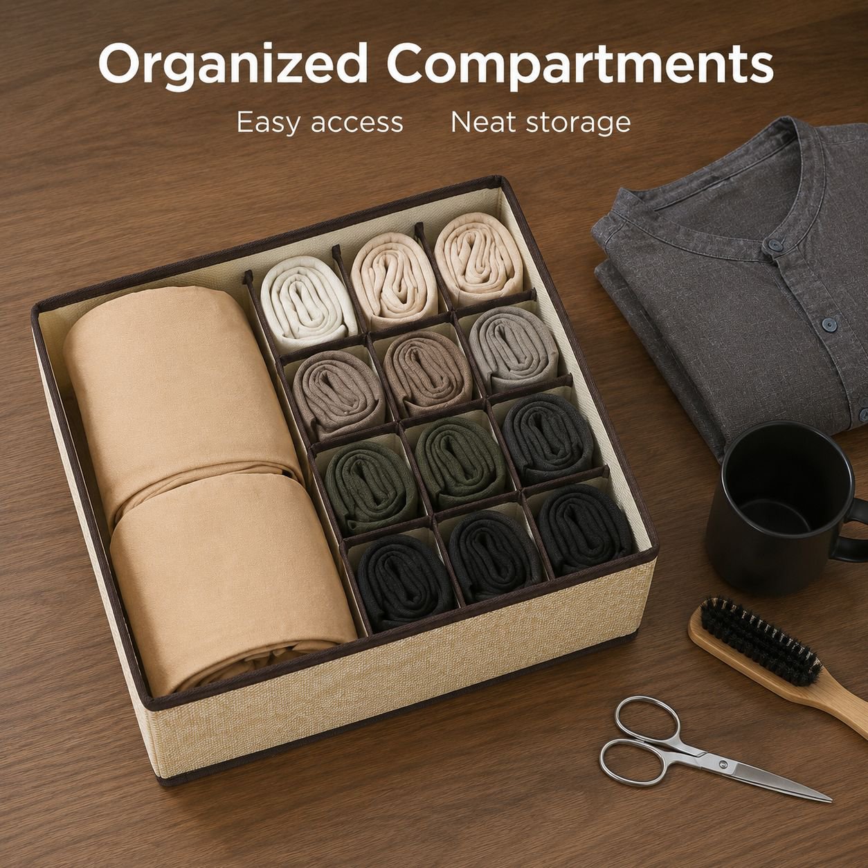 Household underwear and sock storage box with lid