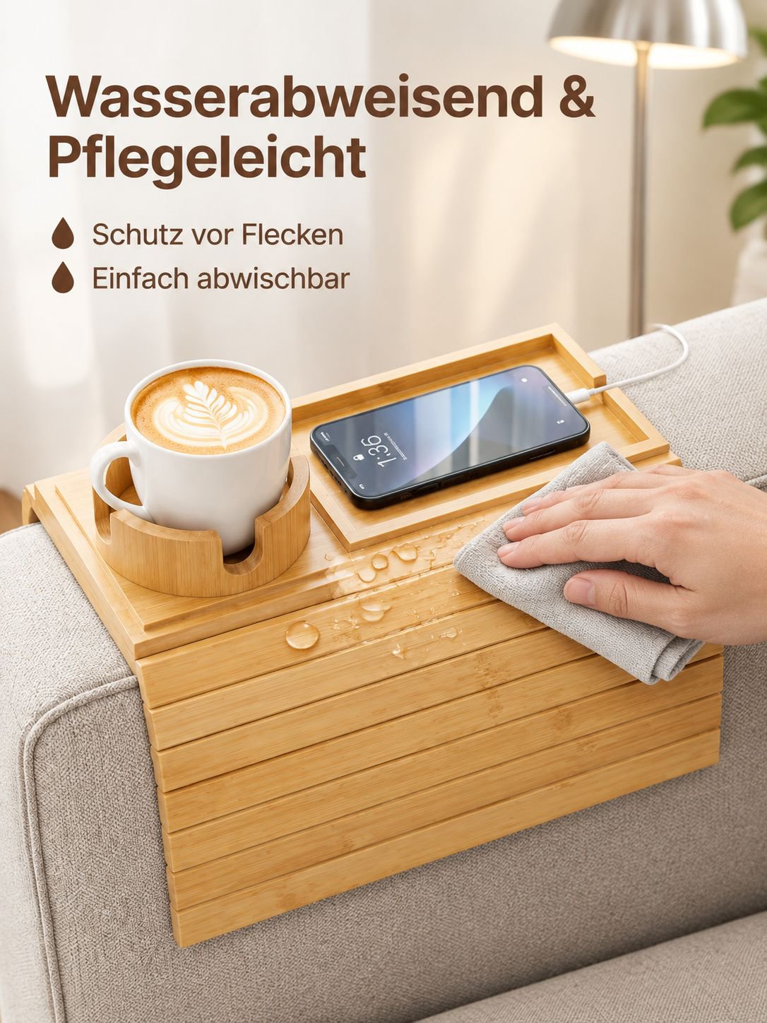 Armlehnen-Ablage aus Holz für Sofas