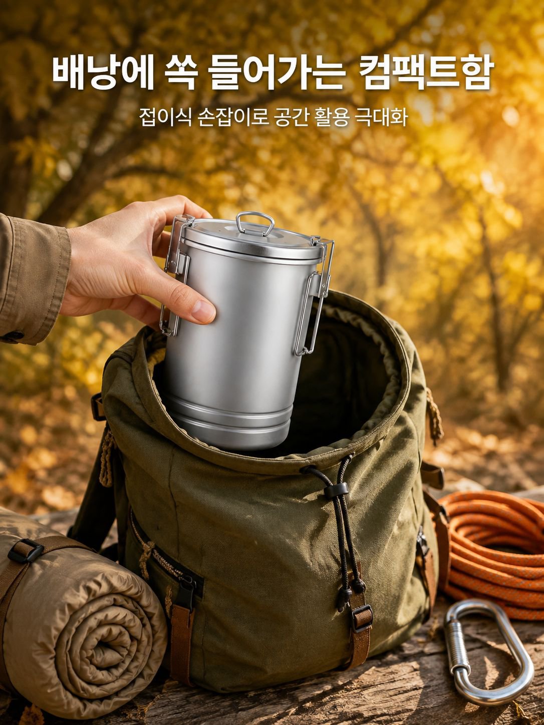 걸이형 구조로 편리한 캠핑 냄비