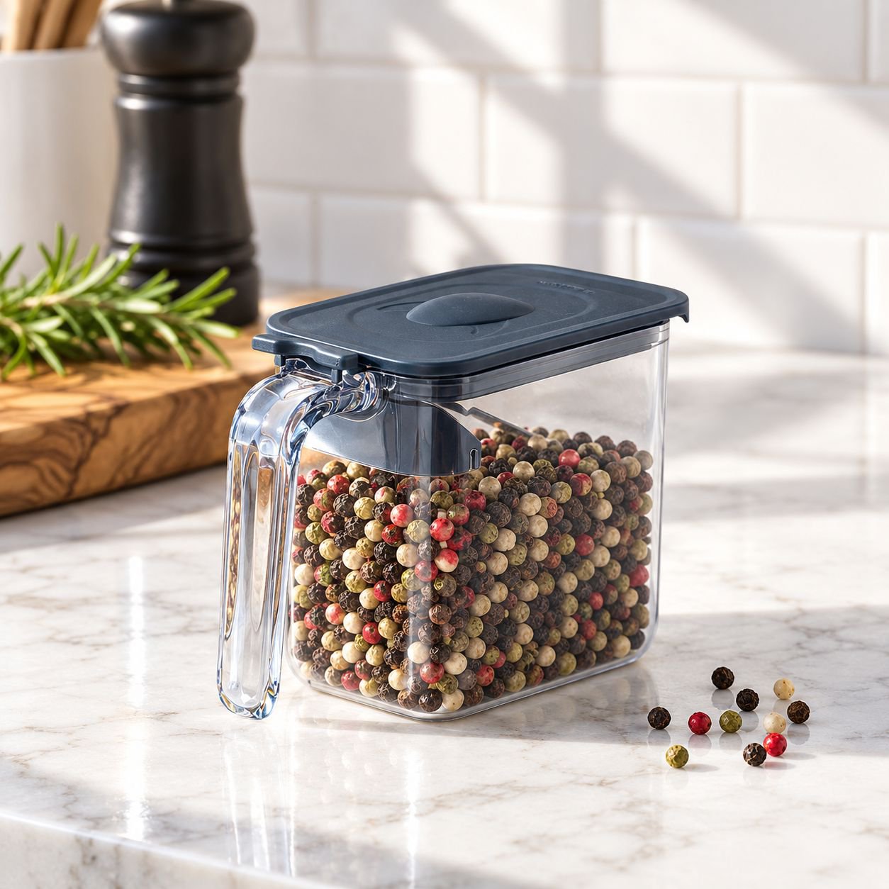 Japanese Style Moisture-Proof Seasoning Box with Spoon Stackable Salt Spice Jar