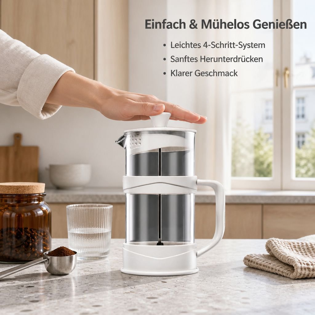 French Press Glas Kaffeebereiter Stempelkanne Manuell Kaffeepresse Teebereiter