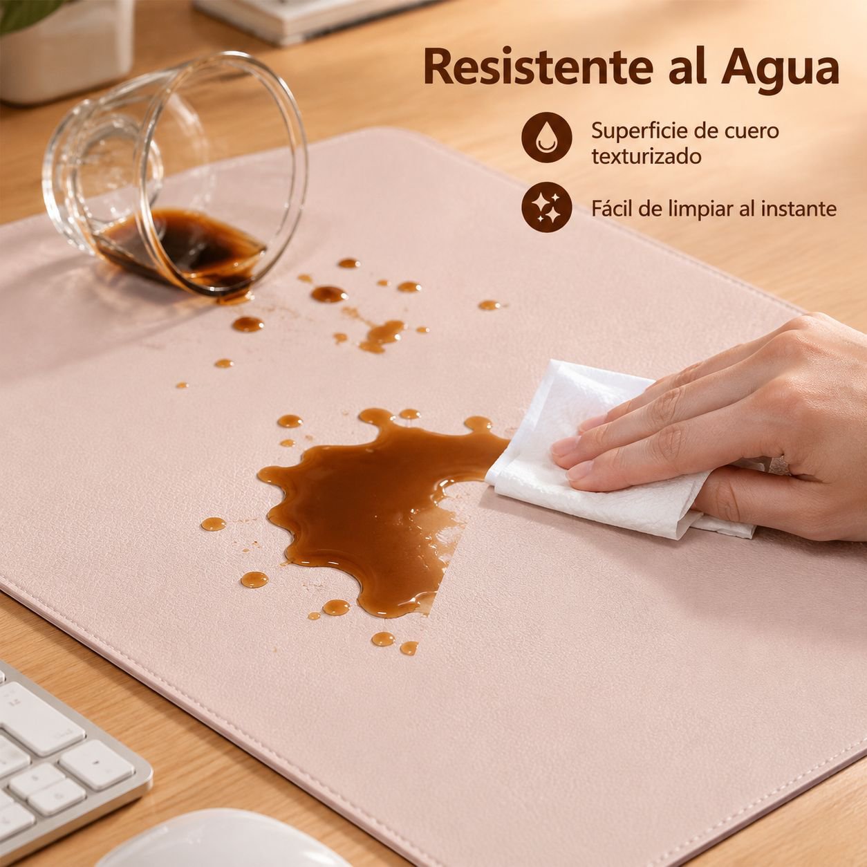 Alfombrilla de escritorio multifuncional de cuero impermeable