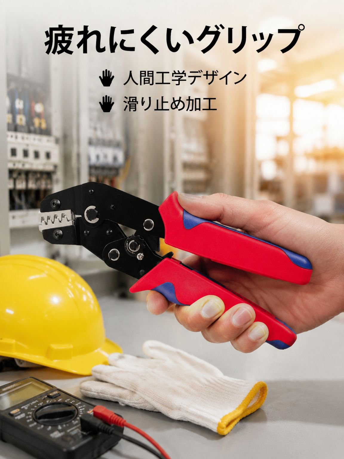 ラチェット式省力化スプリング端子・コールドプレス端子用圧着ペンチ