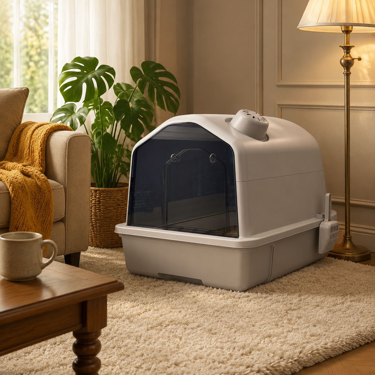 Fully enclosed, odor-proof, extra-large cat litter box