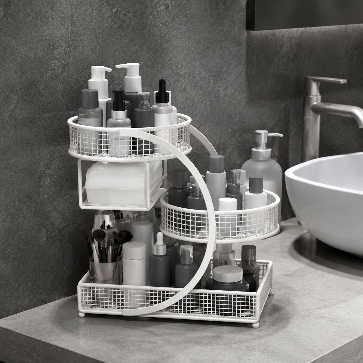 Compact Organizer for Bathroom Countertop