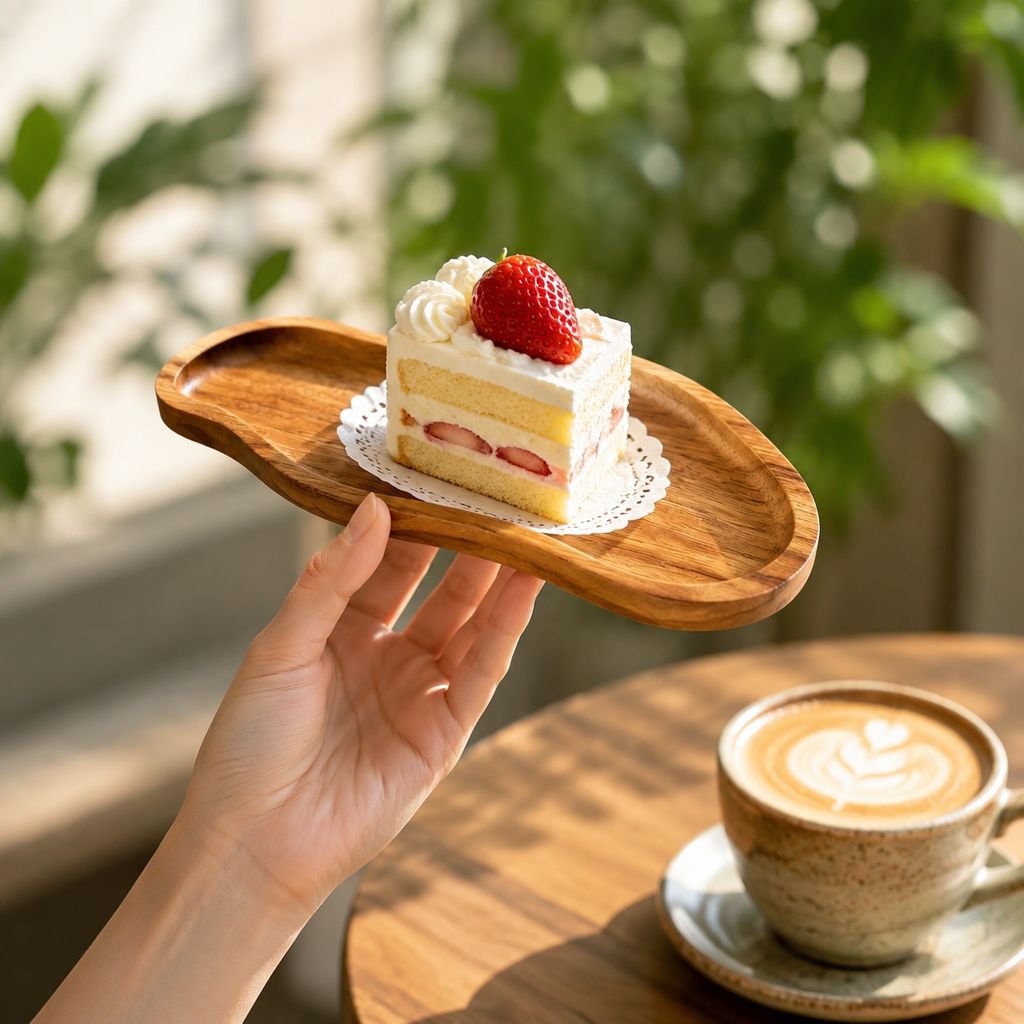 Elegant solid wood snack plate for appetizers
