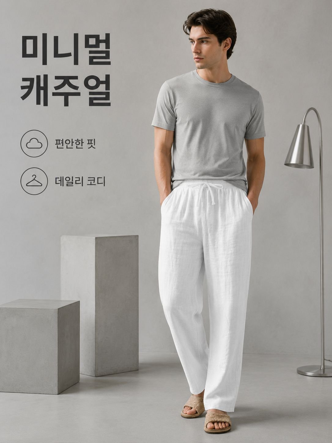 루즈핏 린넨 캐주얼 팬츠