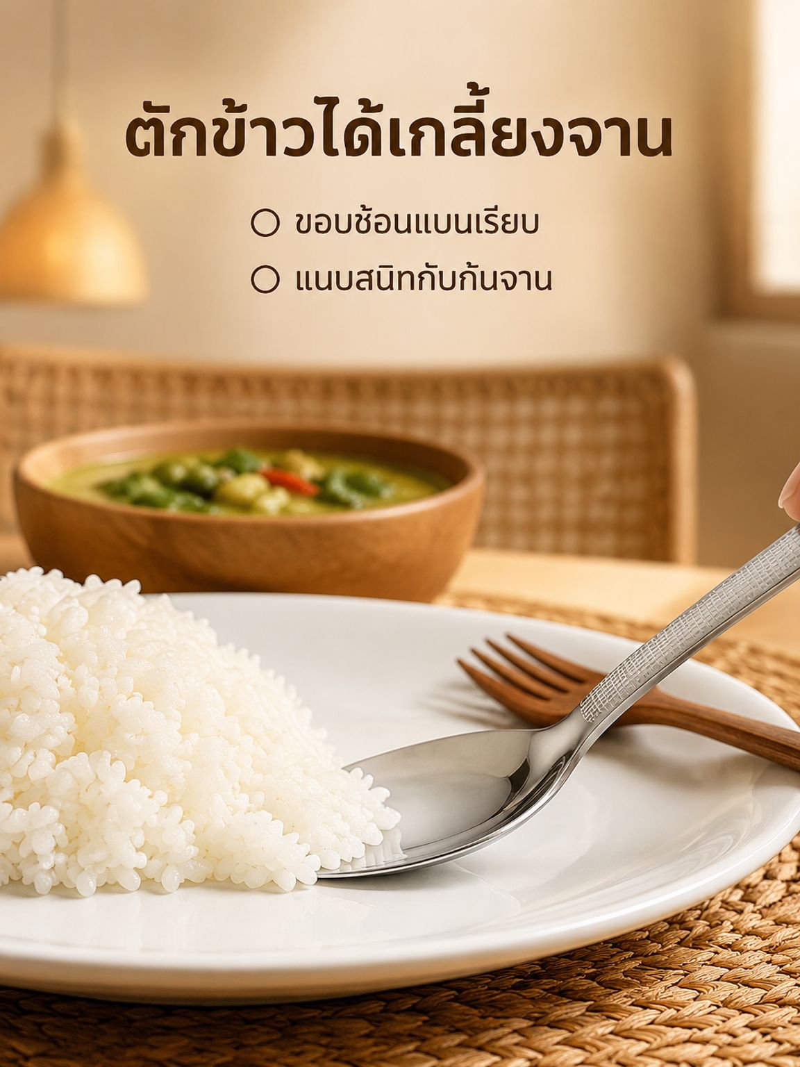 ช้อนกินข้าวสแตนเลสขัดเงา