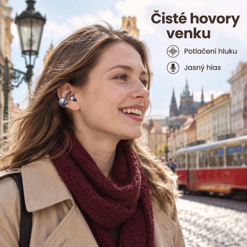 Sportovní Bluetooth sluchátka s klipem na uši, potlačením hluku a kostním vedením
