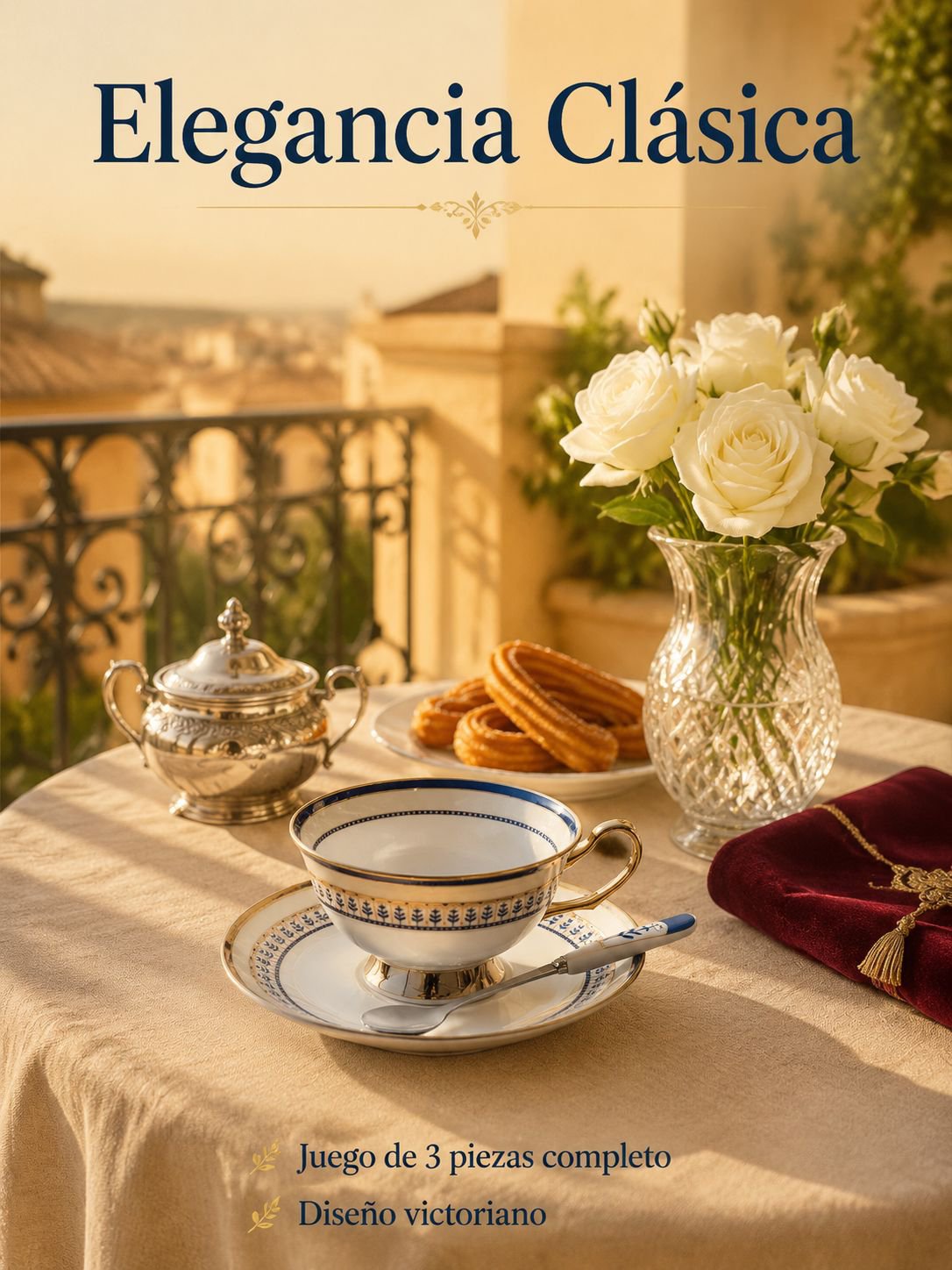 Taza de té de porcelana inglesa con borde dorado