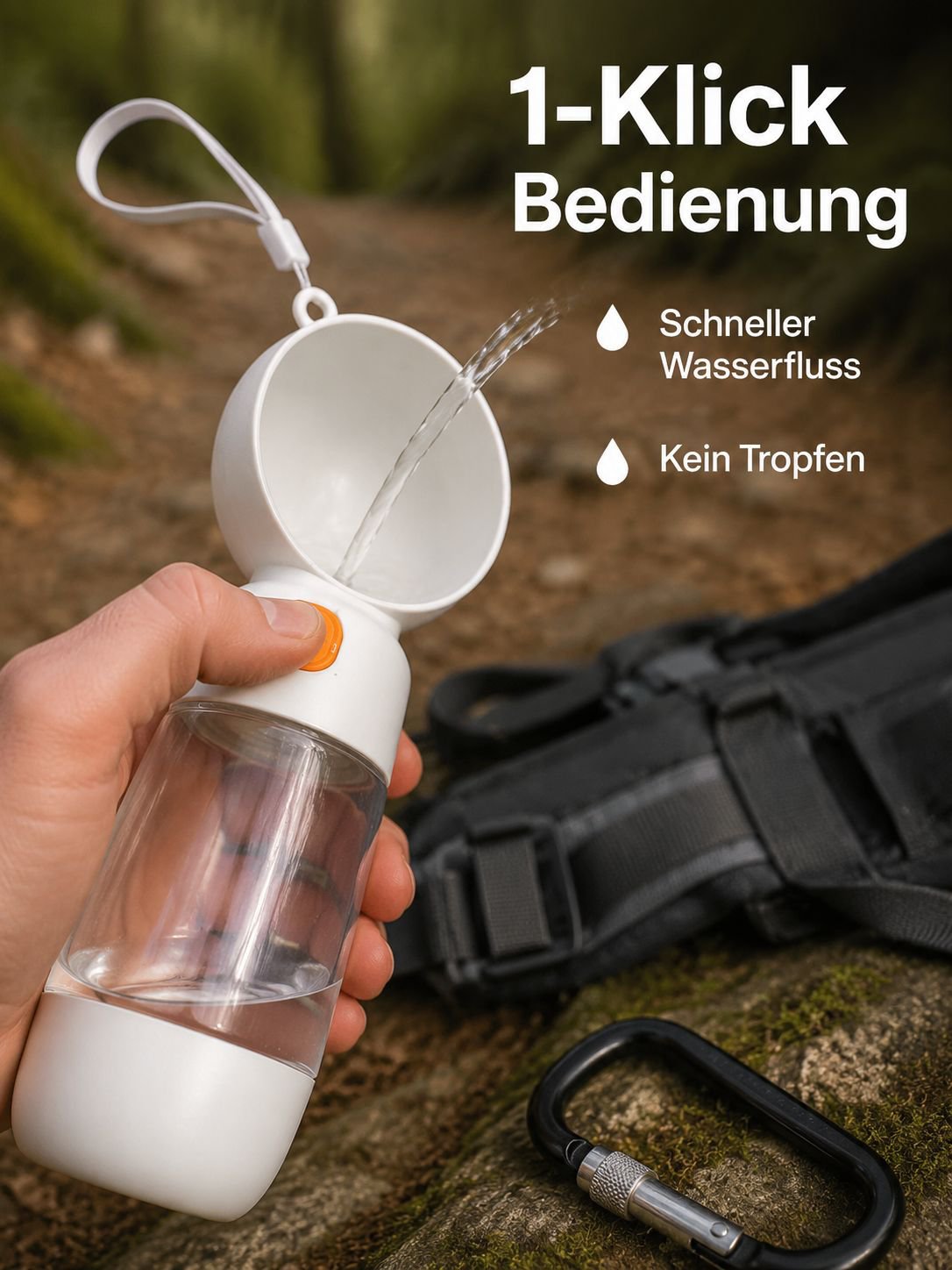 Tragbare Outdoor-Wasserflasche für Hunde mit Futteraufbewahrung