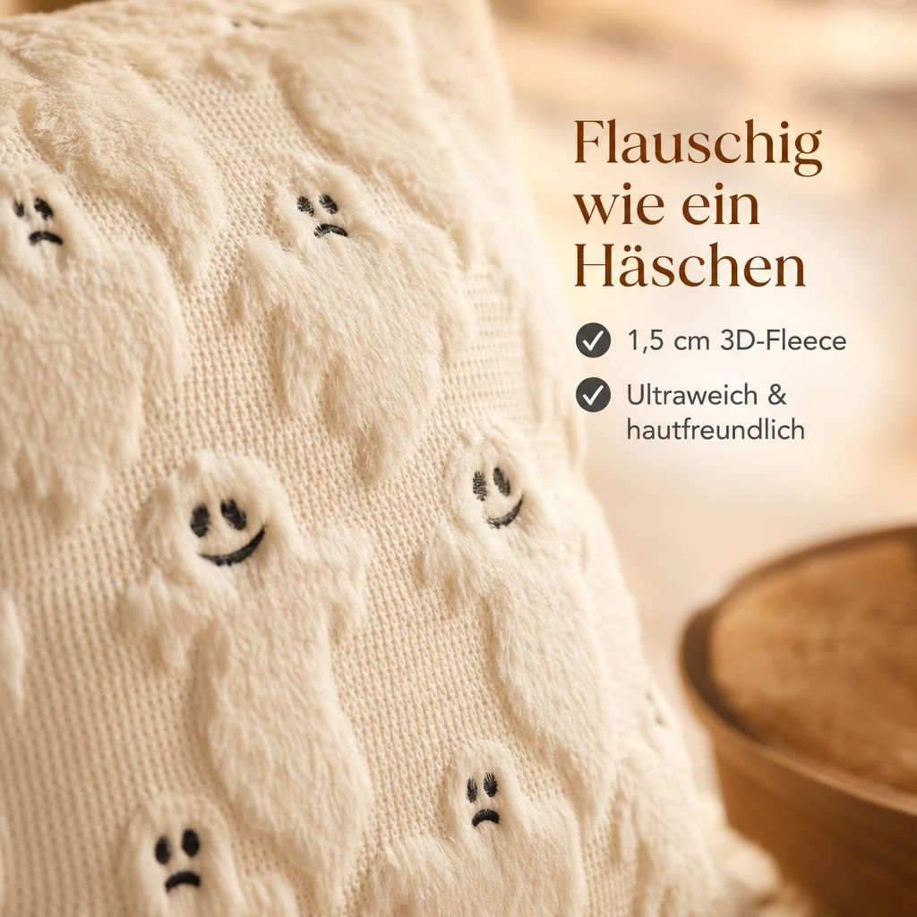 Halloween Geister-Kürbis Kissenbezug Plüsch Sofa Kissenhülle Wohnkultur
