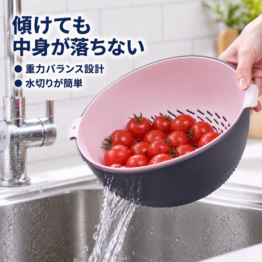 二重構造のプラスチック水切りバスケット