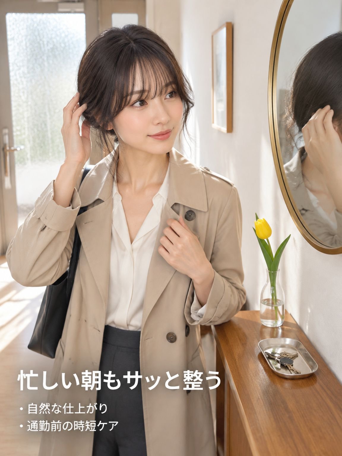 面ファスナー式前髪ウィッグ（白髪隠し用）